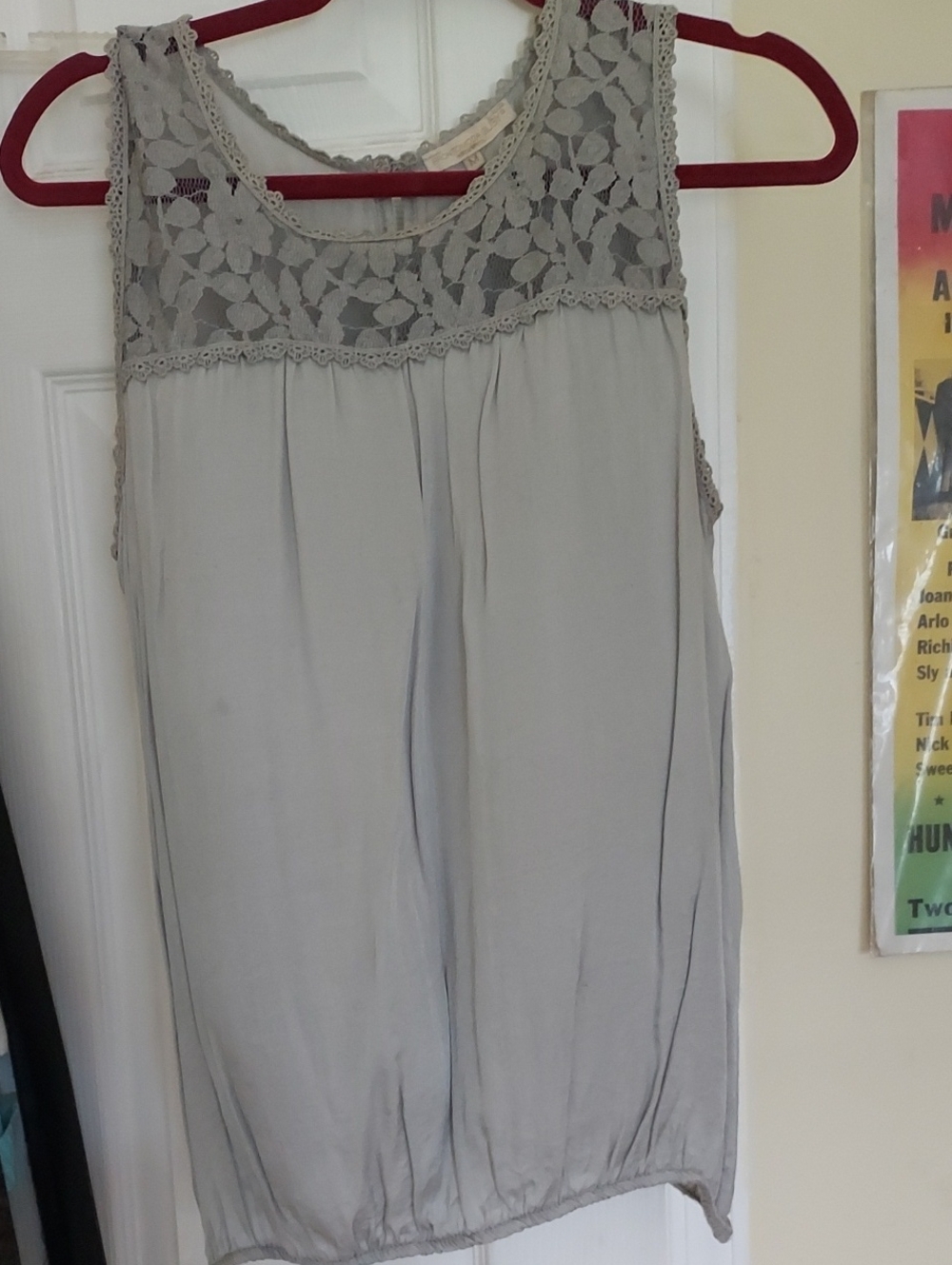Womens Silk Blend Sleeveless Grey Top Medium